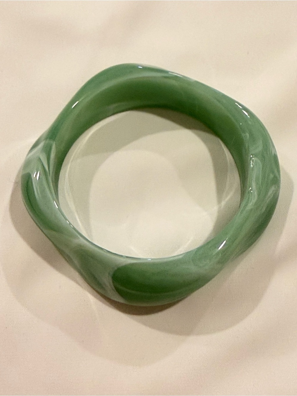 Mint Swirl Resin Sculpted Bangle Bracelet - Picture 3 of 8